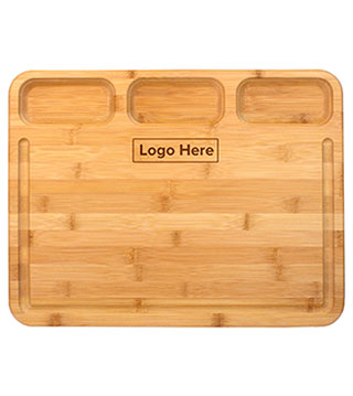 ICOL-B-057 - 3-Well Kitchen Prep Cutting Board with Juice Groove