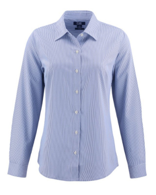 Ladies' Skyline Epic Confidence Recycled Pinstripe Long Sleeve Dress Shirt