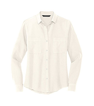 Women's Stretch Crepe Long Sleeve Camp Blouse